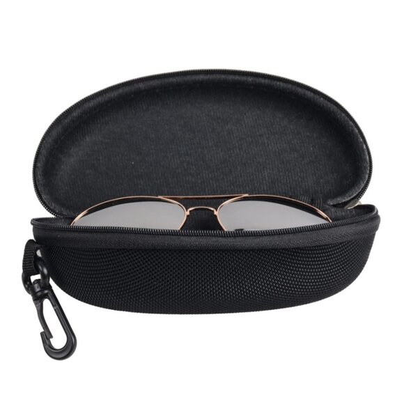 Portable Zipper Sunglasses Carry Box Case Eye Glasses Clam Hard Shell Protector - Picture 1 of 5